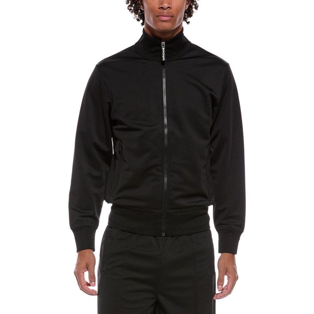 Palm Angels Mens Back Curved Logo Track Jacket, Black